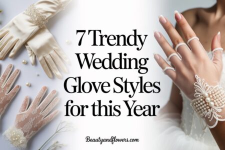 Selection of wedding gloves in delicate lace and modern metallics on a soft, feminine background