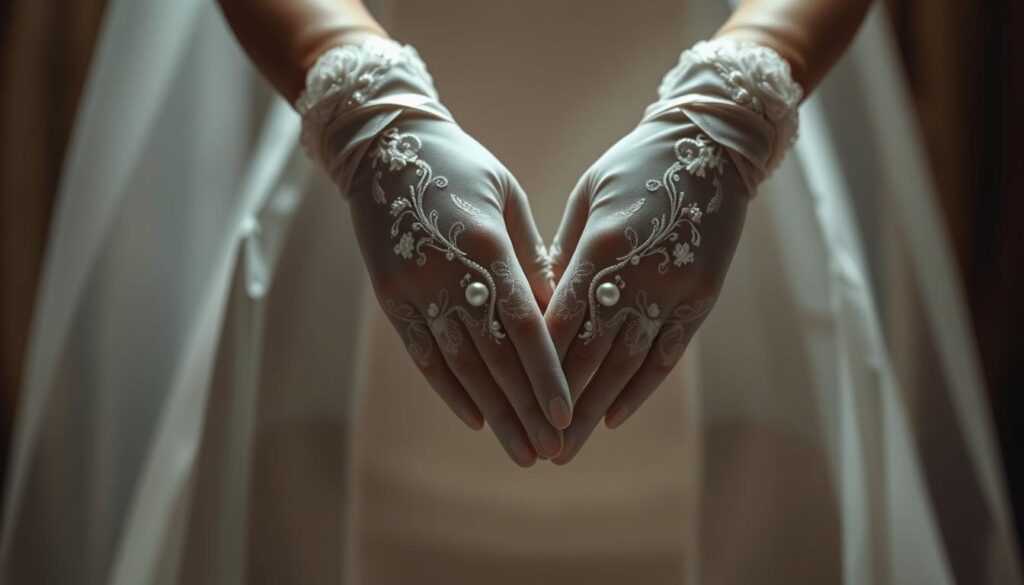 embellished wedding gloves
